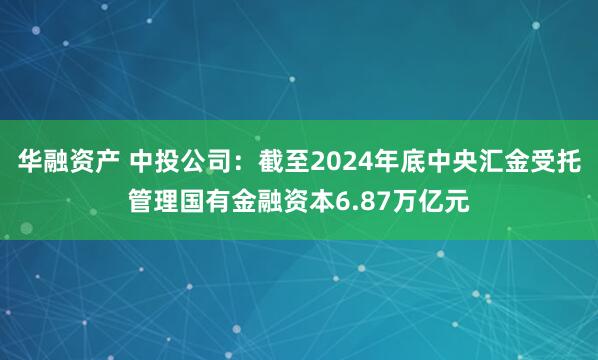 华融资产 中投公司:截至2024年底中央汇金受托管理国有金融资本6.87万亿元