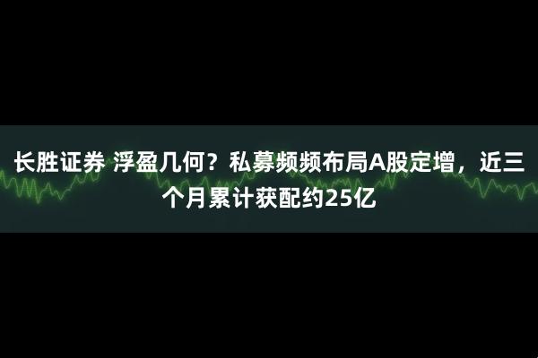 长胜证券 浮盈几何?私募频频布局A股定增,近三个月累计获配约25亿